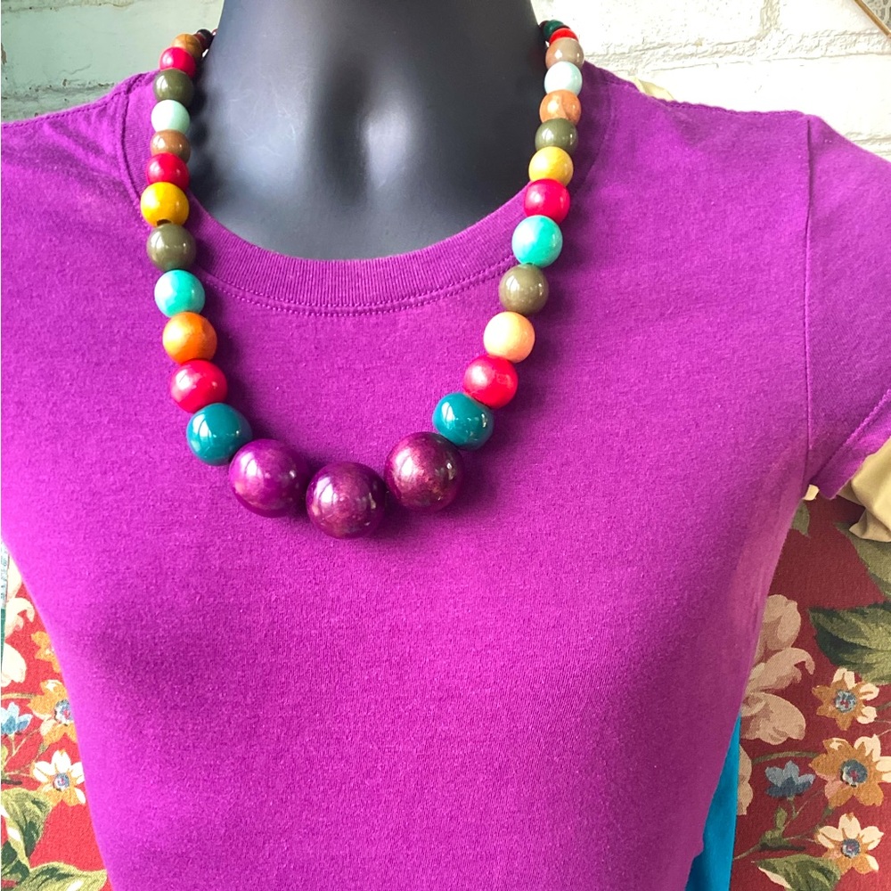 Men’s Wood Bead Statement Necklace‼️
